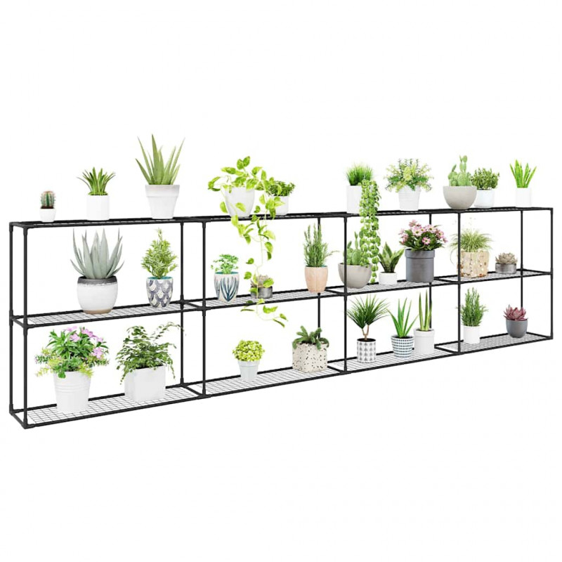 3-poziomowy stojak na rośliny Czarny 400 x 32 x 104 cm Stal