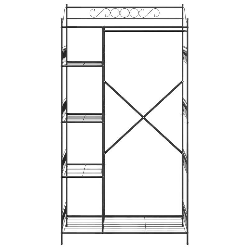 Otwy garderoba z półką Czarny 101 x 43 x 188 cm Stal