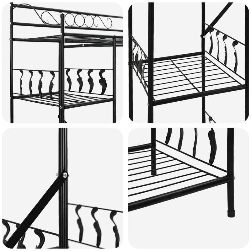 Otwy garderoba z półką Czarny 101 x 43 x 188 cm Stal