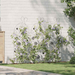 Ogrodzenie Ogrodowe Z blokadą 3 pcs Czarny 112 x 39,5 cm Stal