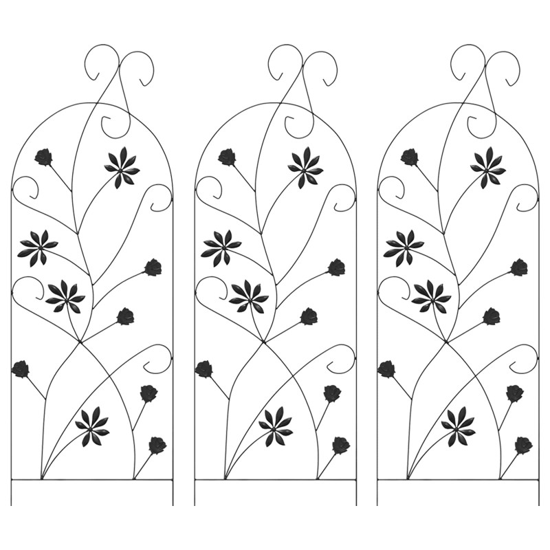 Ogrodzenie Ogrodowe Z blokadą 3 pcs Czarny 112 x 39,5 cm Stal