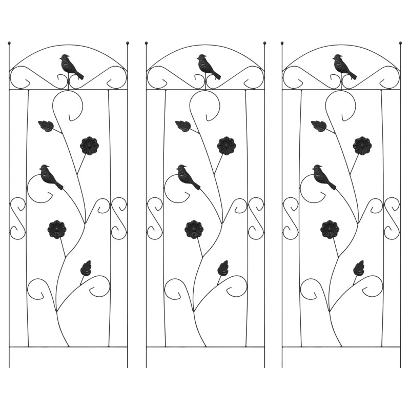 Ogrodzenie Ogrodowe 3 pcs Czarny 110 x 40 cm Stal