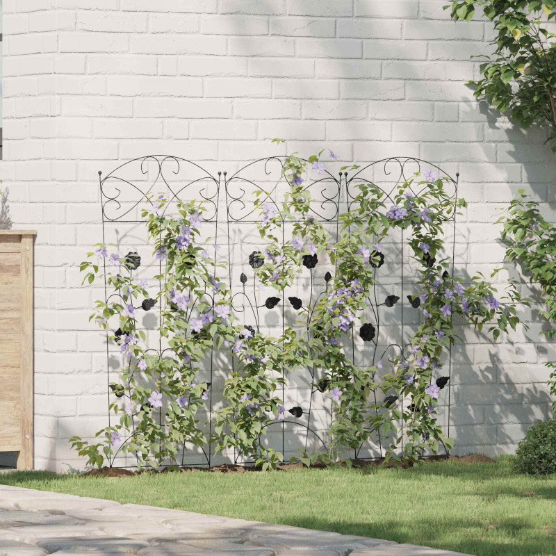 Ogrodzenie Ogrodowe 3 pcs Czarny 110,5 x 42,5 cm Stal