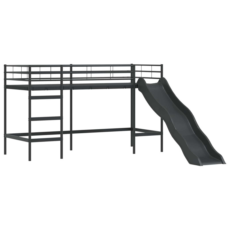 Łóżko piętrowe dla dzieci Czarny 75 x 190 cm Metal