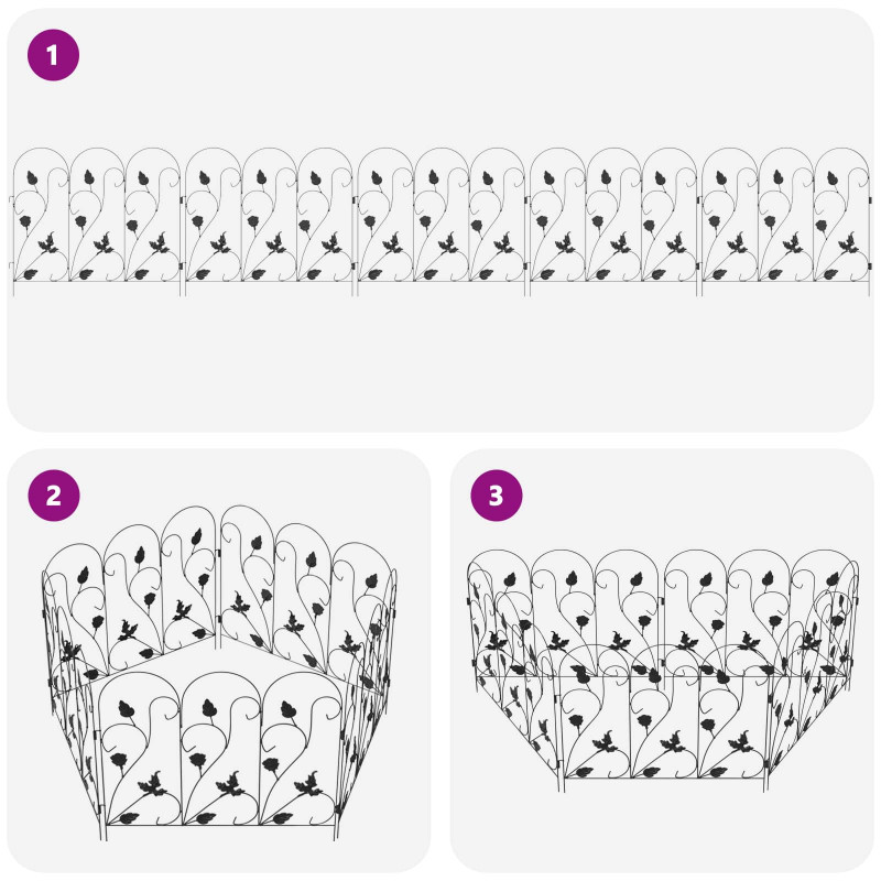 Ogrodzenie Ogrodowe 5 pcs Czarny Stal
