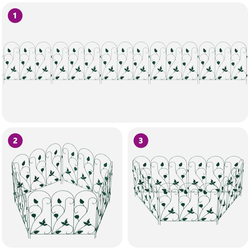 Ogrodzenie Ogrodowe 5 pcs zielony Stal