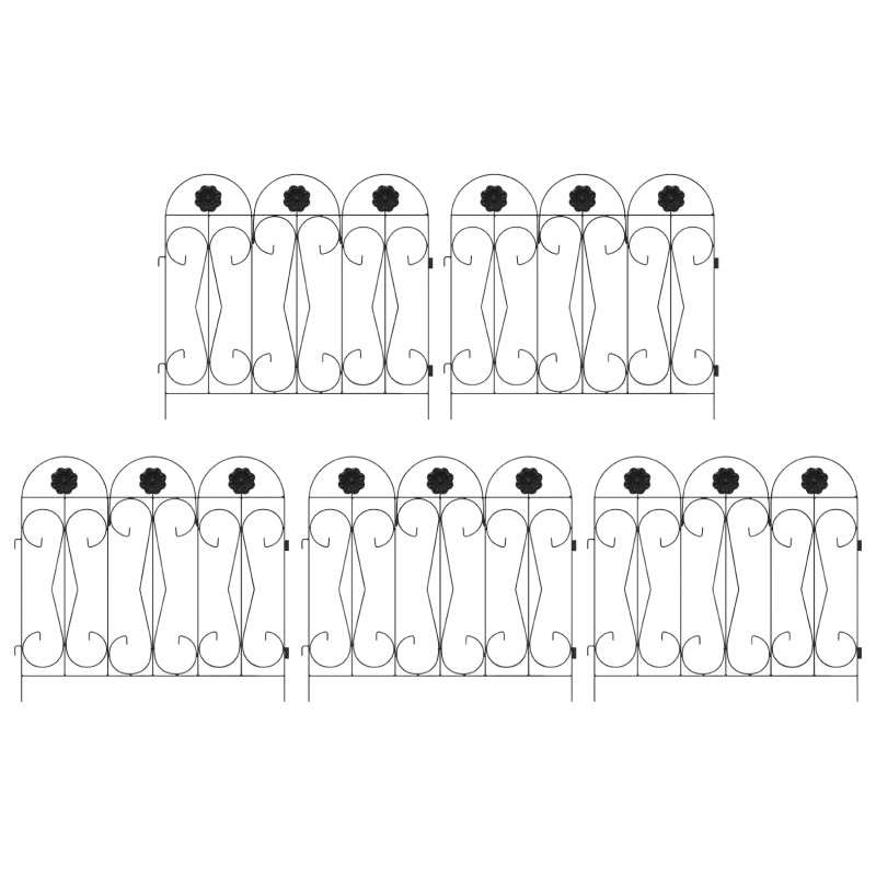 Ogrodzenie Ogrodowe 5 pcs Czarny Stal