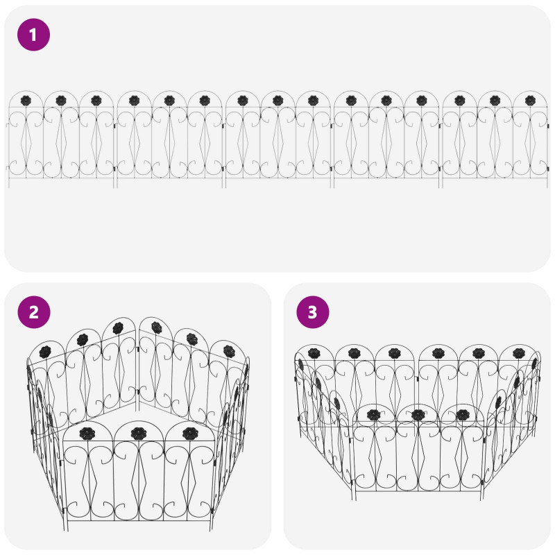Ogrodzenie Ogrodowe 5 pcs Czarny Stal