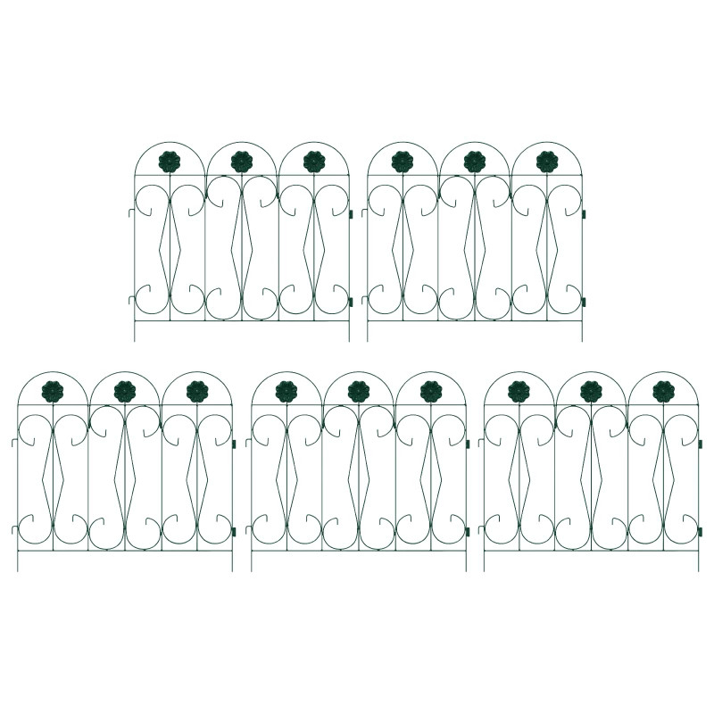 Ogrodzenie Ogrodowe 5 pcs zielony Stal