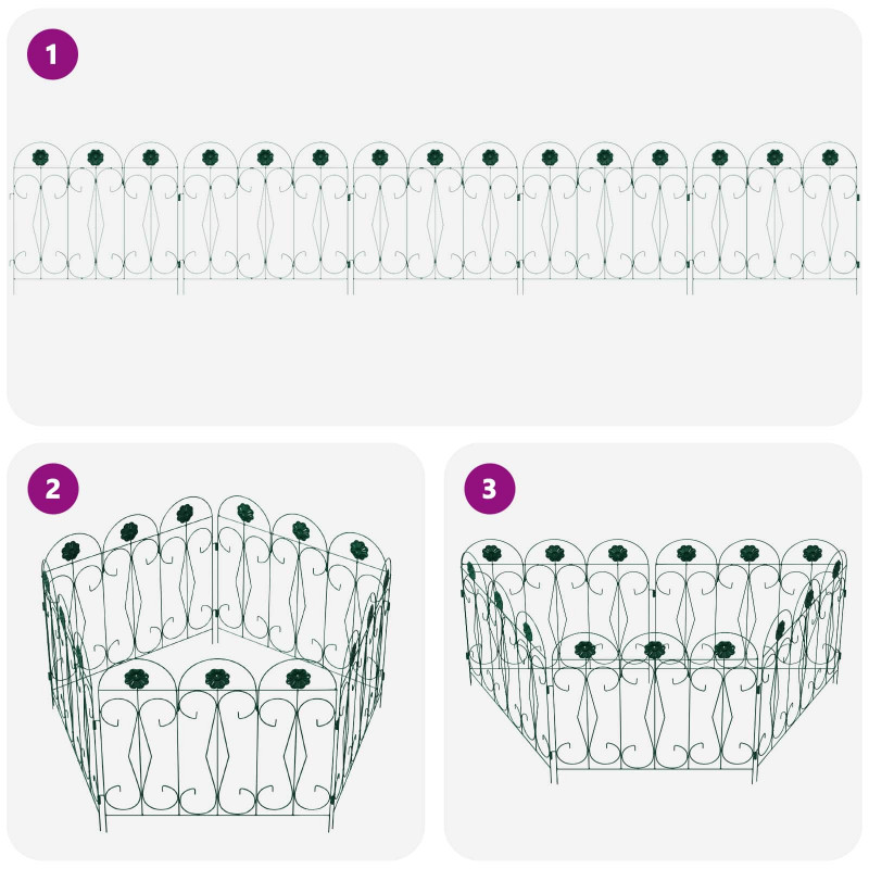 Ogrodzenie Ogrodowe 5 pcs zielony Stal