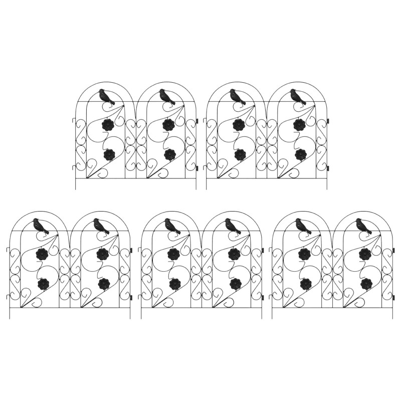 Ogrodzenie Ogrodowe 5 pcs Czarny Stal