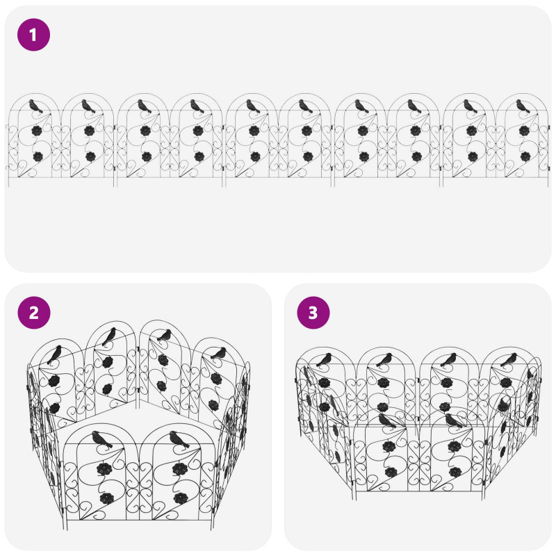 Ogrodzenie Ogrodowe 5 pcs Czarny Stal