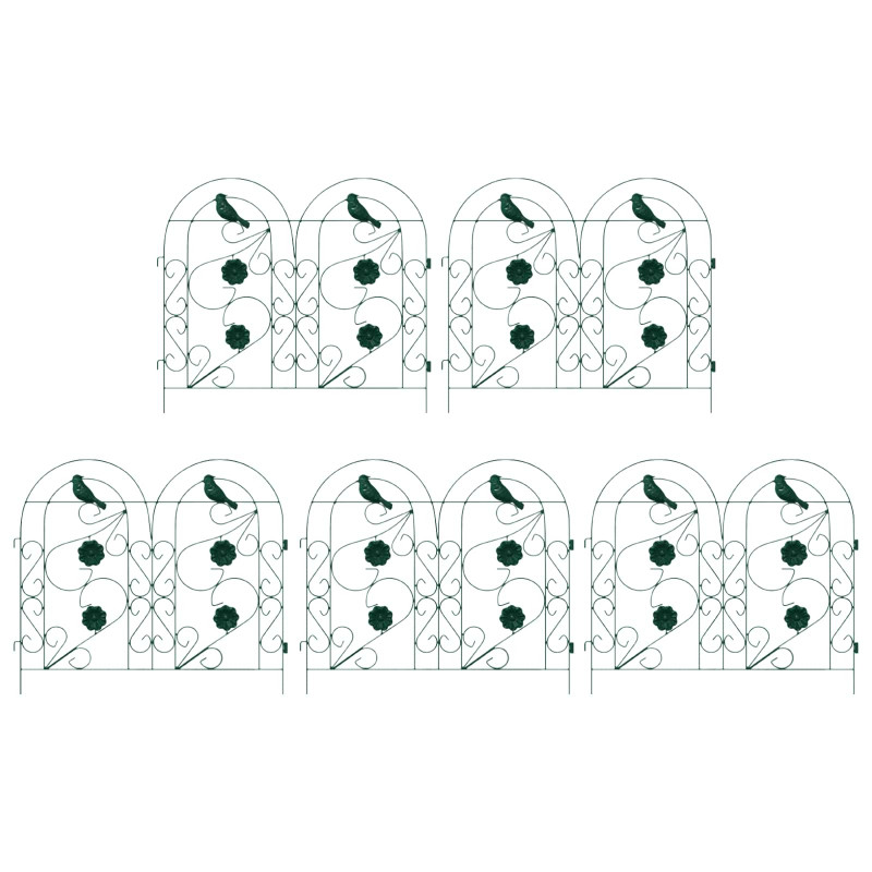 Ogrodzenie Ogrodowe 5 pcs zielony Stal