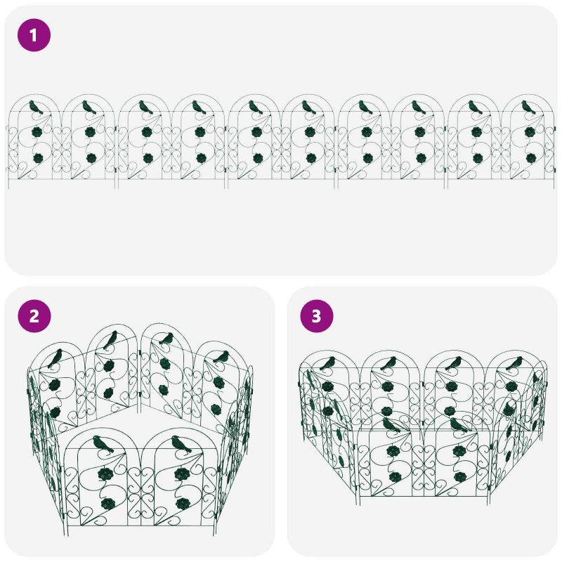 Ogrodzenie Ogrodowe 5 pcs zielony Stal
