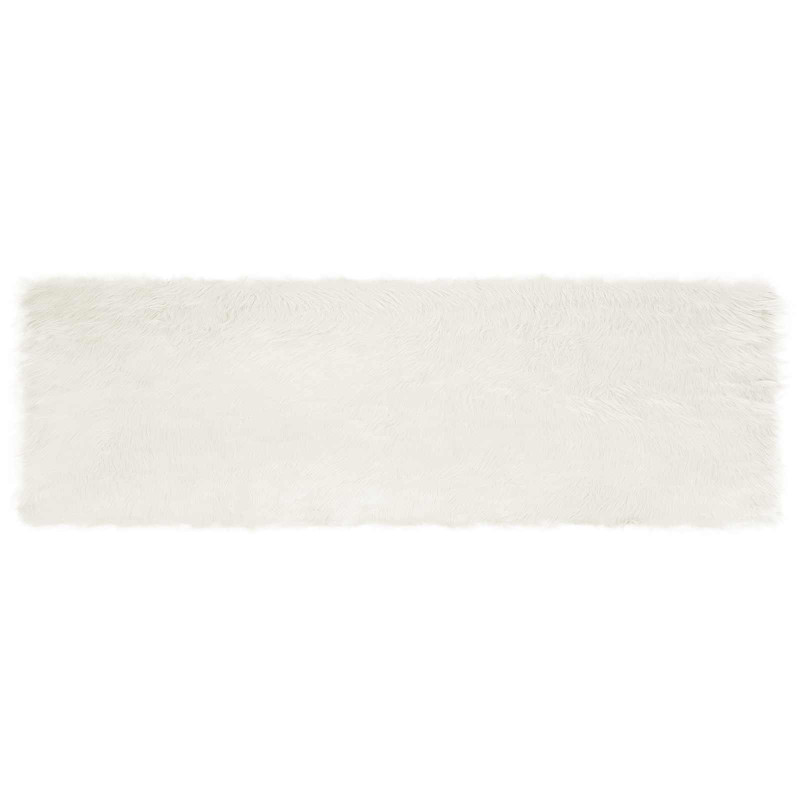 Sztuczny Dywan Skórzany Tafalla Biały 80 x 250 cm Poliester