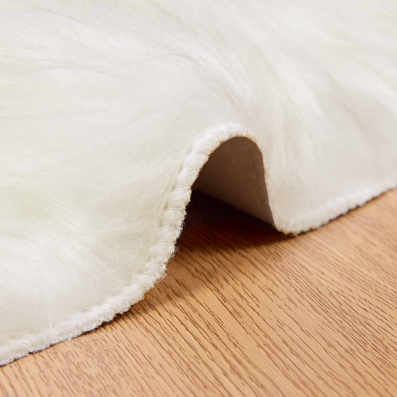 Sztuczny Dywan Skórzany Tafalla Biały Ø 80 cm Poliester