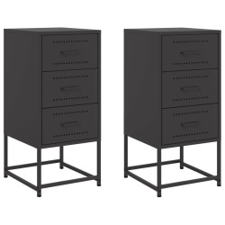 Szafki nocne, 2 szt., czarne, 36x39x78 cm, stal