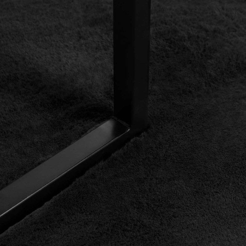 Antypoślizgowy dywan z sztucznego futra królika Olite Czarny