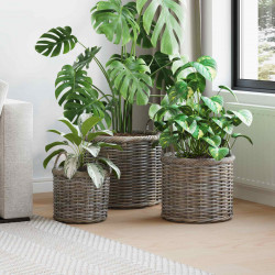 Koszyk na rośliny 3 pcs Kubu Szary Rattan Kubu