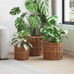 Koszyk na rośliny z przechowywaniem 3 pcs Brązowy Rattan Kubu