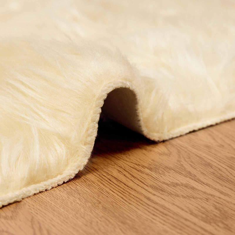 Sztuczny Dywan Skórzany Tafalla Kremowy Ø 80 cm Poliester