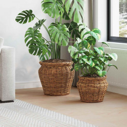 Kosz na rośliny z przechowywaniem 2 pcs Brązowy Rattan Lacak