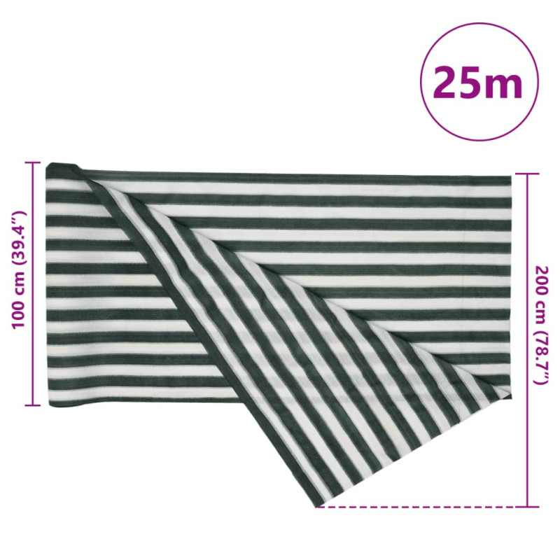Siatka cieniująca, zielono-biała, 2x25 m, HDPE, 75 g/m²