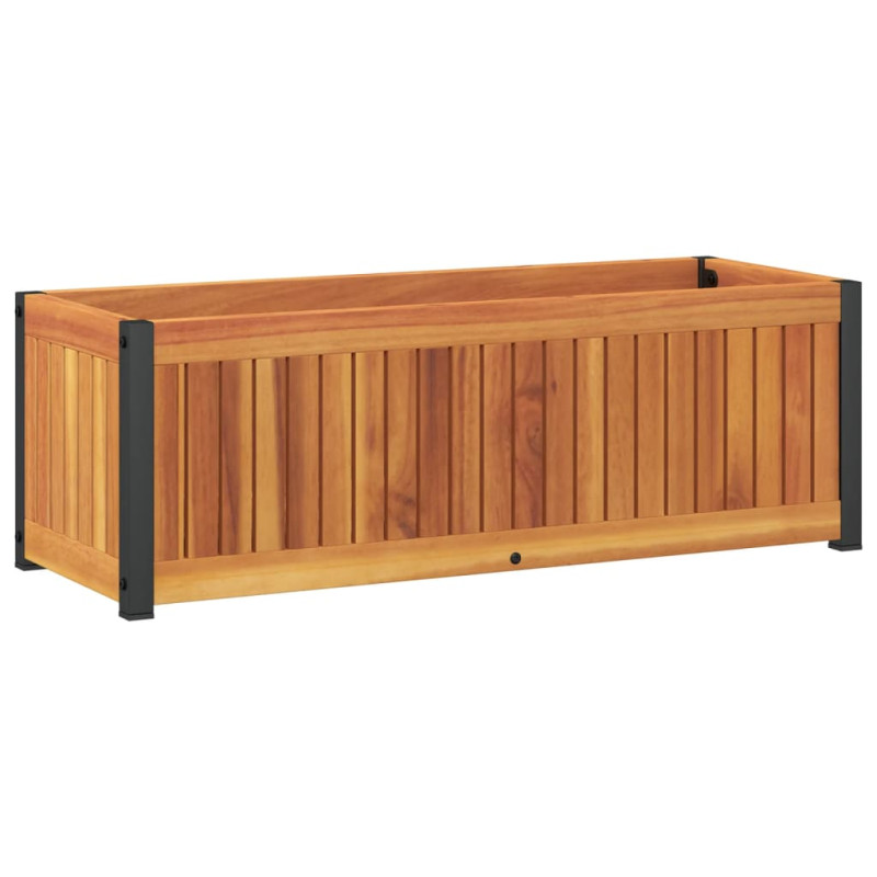 Donica ogrodowa, 80x30x27,5 cm, lite drewno akacjowe i stal