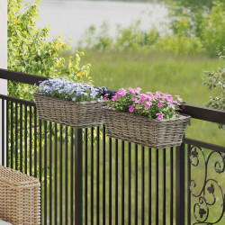 Hanging Planter Kosz 2 pcs Szary 48 x 22 x 15 cm Rattan Lacak
