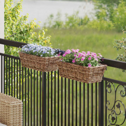 Hanging Planter Kosz 2 pcs Brązowy 48 x 22 x 15 cm Rattan Lacak