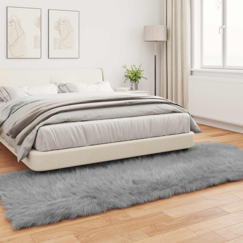 Sztuczny Dywan Skórzany Tafalla Szary 80 x 250 cm Poliester