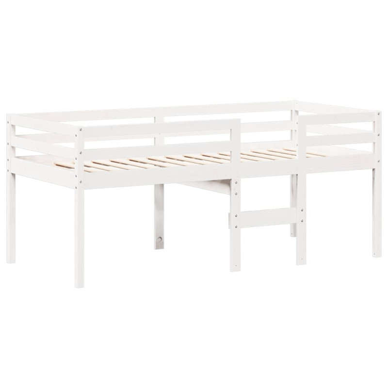 Wysokie łóżko z dachem, białe, 90x200 cm, lite drewno sosnowe