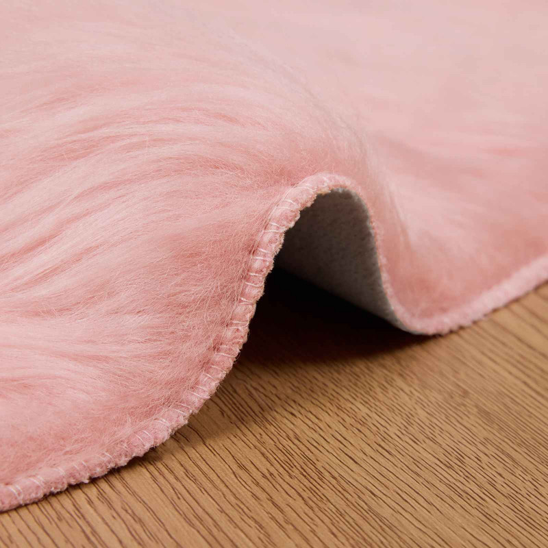 Sztuczny Dywan Skórzany Tafalla Różowy Ø 80 cm Poliester