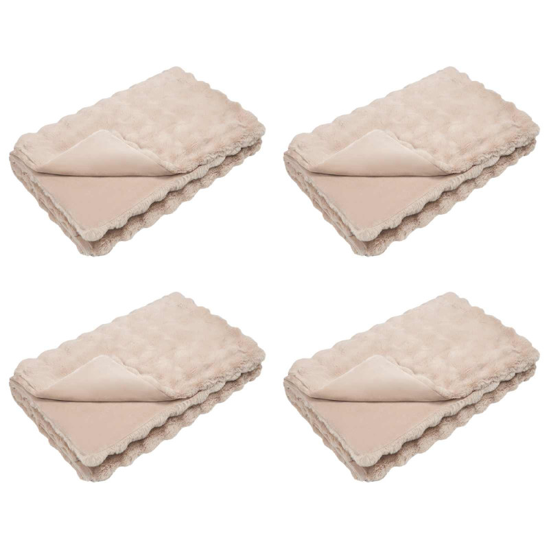 Antypoślizgowy koc z futra królika Olite 4 pcs Beżowy Poliester
