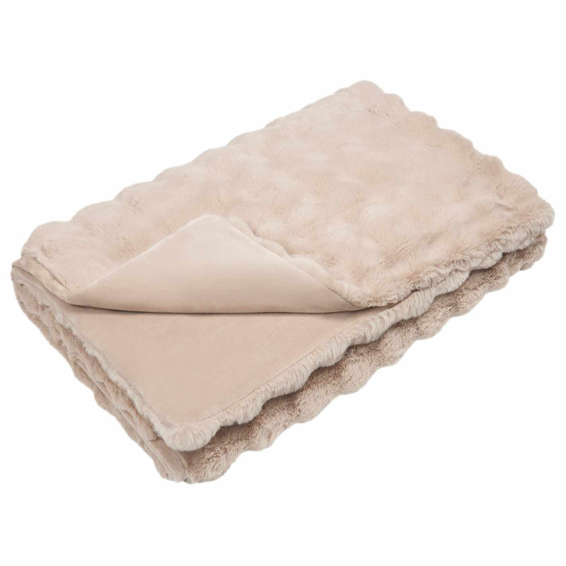 Antypoślizgowy koc z futra królika Olite 4 pcs Beżowy Poliester