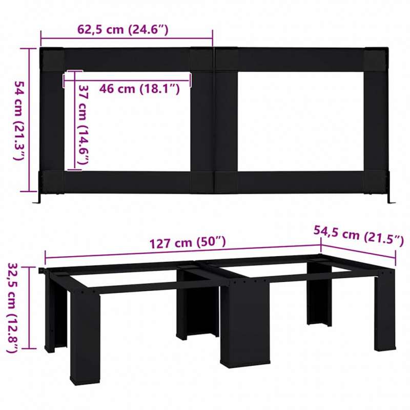 Podstawka na Pralkę 2 pcs Czarny 127 x 54,5 x 32,5 cm Stal