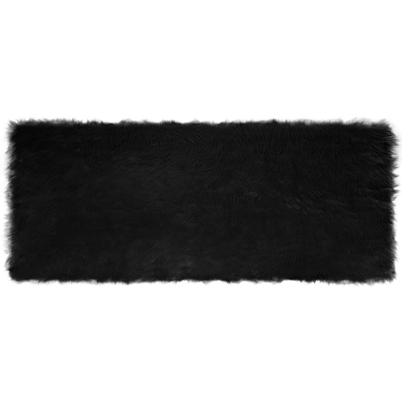 Sztuczny Dywan Skórzany Tafalla Czarny 80 x 200 cm Poliester