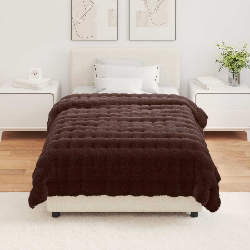 Antypoślizgowy koc z futra królika Olite Camel 130 x 150 cm