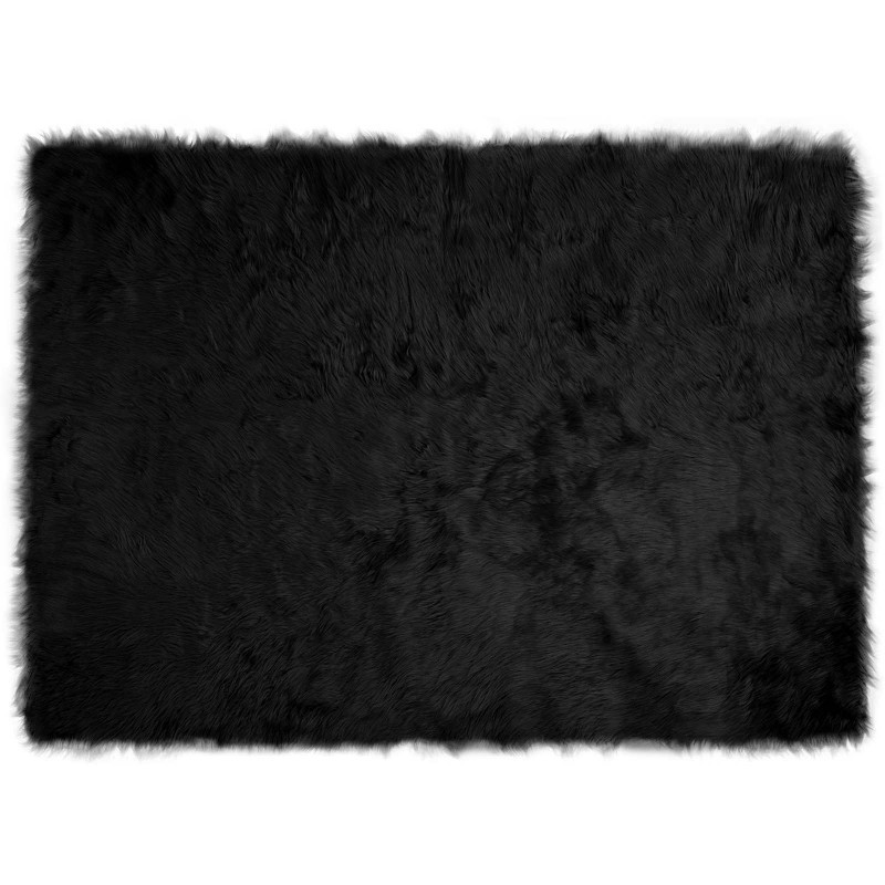 Sztuczny Dywan Skórzany Tafalla Czarny 120 x 170 cm Poliester