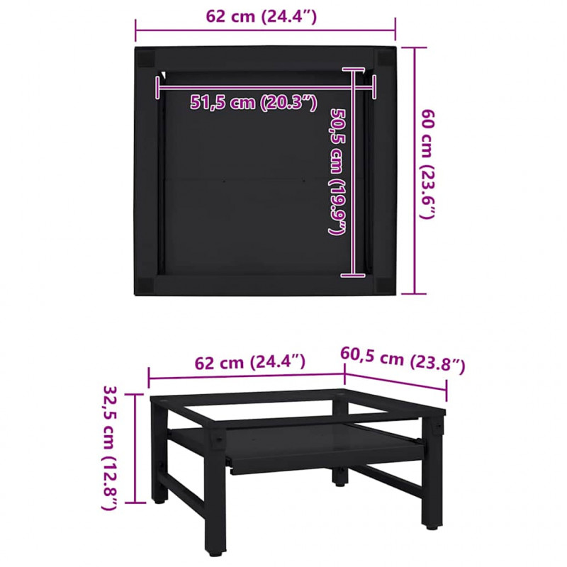 Podstawka na Pralkę Czarny 62 x 60,5 x 32,5 cm Stal