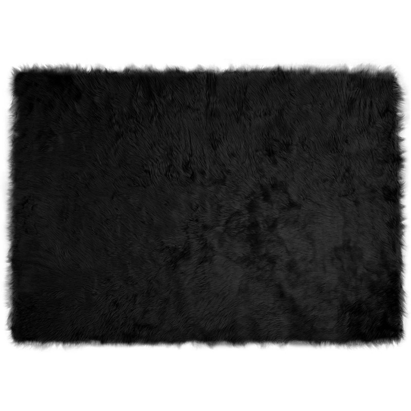 Sztuczny Dywan Skórzany Tafalla Czarny 140 x 200 cm Poliester