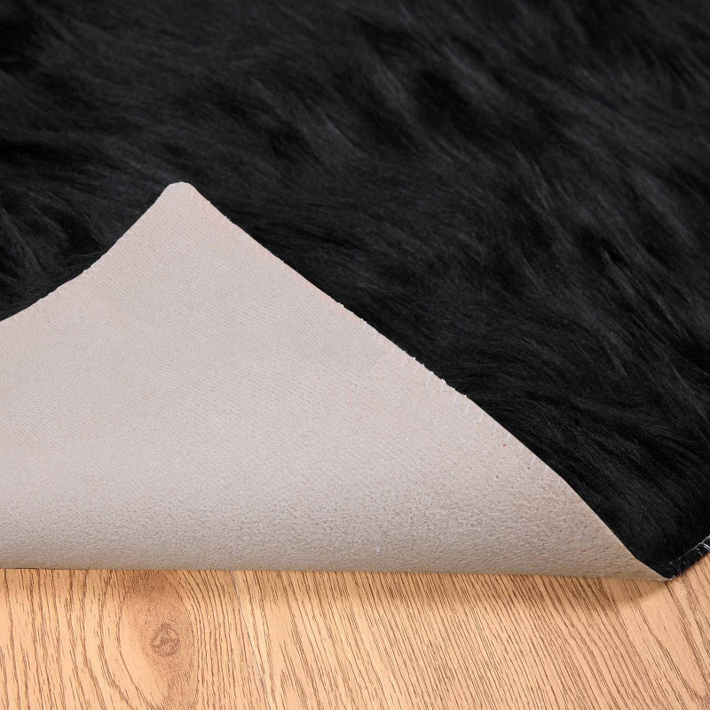 Sztuczny Dywan Skórzany Tafalla Czarny 160 x 230 cm Poliester
