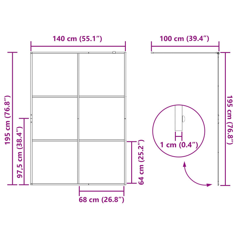 Ściana prysznicowa typu walk-in Czarny 140 x 195 cm