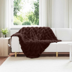 Antypoślizgowy koc z futra królika Olite 4 pcs Camel Poliester