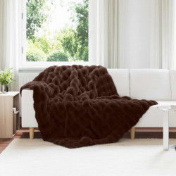 Antypoślizgowy koc z futra królika Olite 4 pcs Camel Poliester