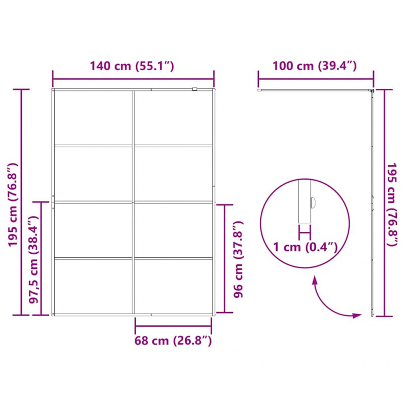 Ściana prysznicowa typu walk-in Czarny 140 x 195 cm