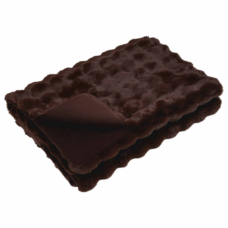 Antypoślizgowy koc z futra królika Olite 4 pcs Camel Poliester