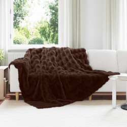 Antypoślizgowy koc z futra królika Olite 4 pcs Camel Poliester