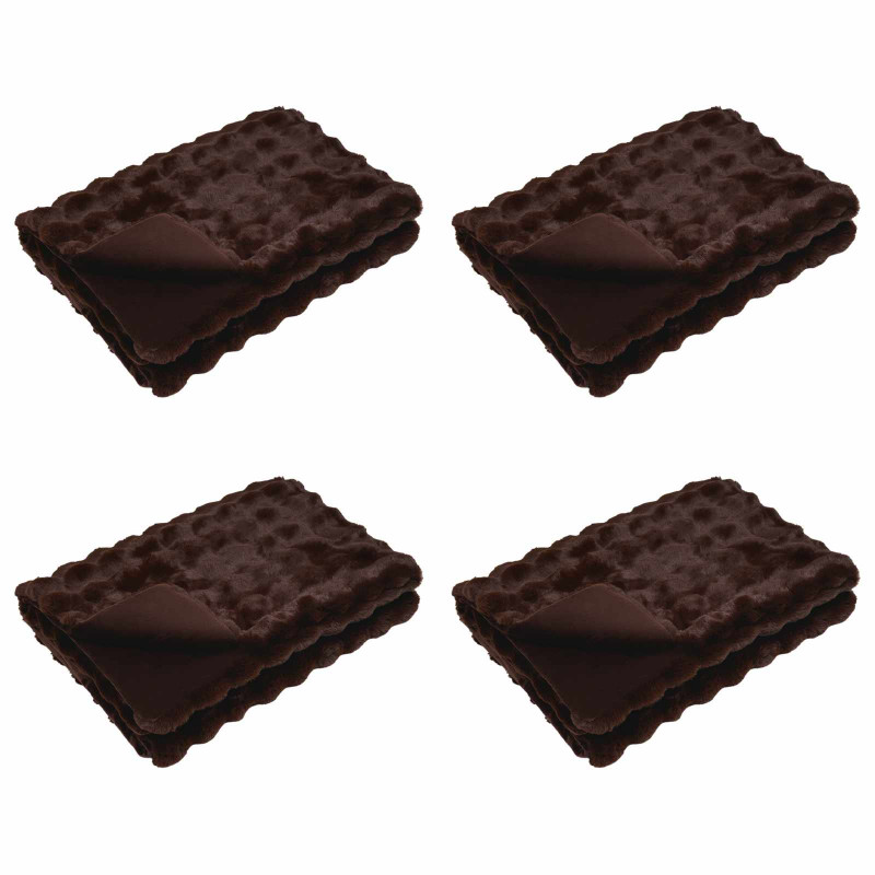 Antypoślizgowy koc z futra królika Olite 4 pcs Camel Poliester