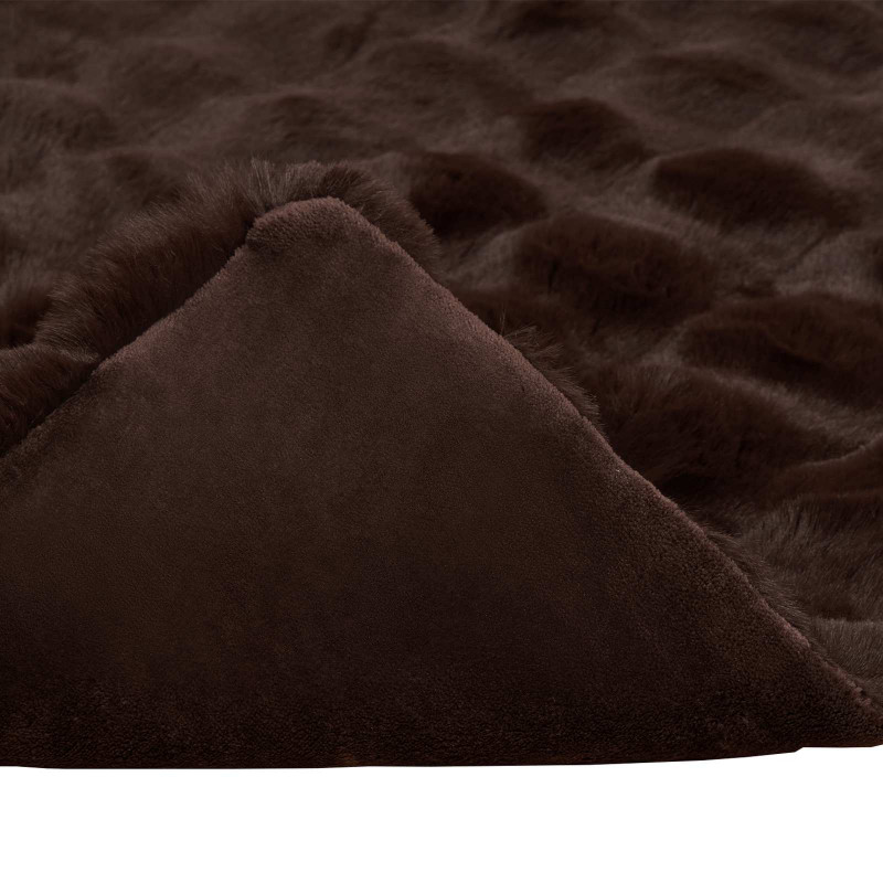 Antypoślizgowy koc z futra królika Olite 4 pcs Camel Poliester